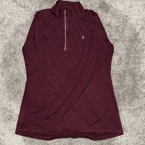 Old Navy  Women's Burgundy Quarter-Zip Long Sleeve Pullover